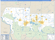 Carbondale-Marion Metro Area Wall Map Basic Style